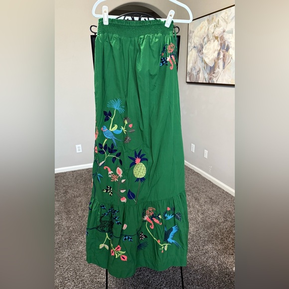 FARM Rio Dresses & Skirts - FARM Rio Green Maxi Dress with Colorful Floral Embroidery